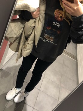「POLO RALPH LAUREN（ポロ ラルフ ローレン）のアイテム（トップス、グレー系）」を使った、hiiinaaataaaさん（レディース・148cm）の冬コーディネート