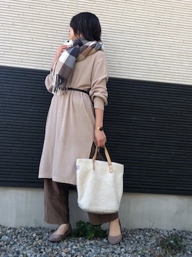 「Daniel Wellington（ダニエルウェリントン）の販売終了クラシックペティット アッシュフィールド32mm（アナログ腕時計）」を使った、chocoさん（レディース・163cm）の秋コーディネート