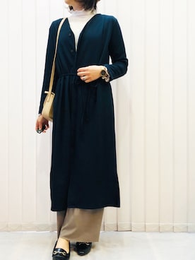 「ROPE' PICNIC（ロペピクニック）のカットジョーゼットワンピース（ワンピース/ドレス、ブルー系）」を使った、chocoさん（レディース・163cm）の春コーディネート