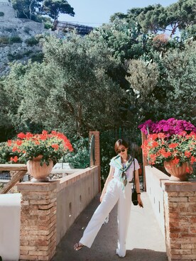 「MANGO（マンゴ）のアイテム（スラックス）」を使った、Ruiさん（レディース・171cm）の夏コーディネート