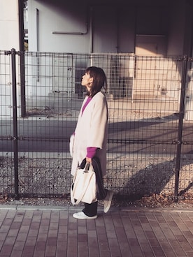 「DISCOAT（ディスコート）のアイテム（トレンチコート）」を使った、さやねぇさん（レディース・169cm）の冬コーディネート