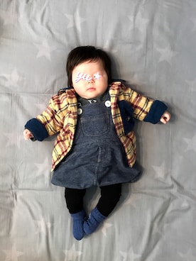「生後4ヶ月」｜「アイテム（オールインワン・サロペット）」を使った、おてんばむすめさん（キッズ・60cm）の春コーディネート