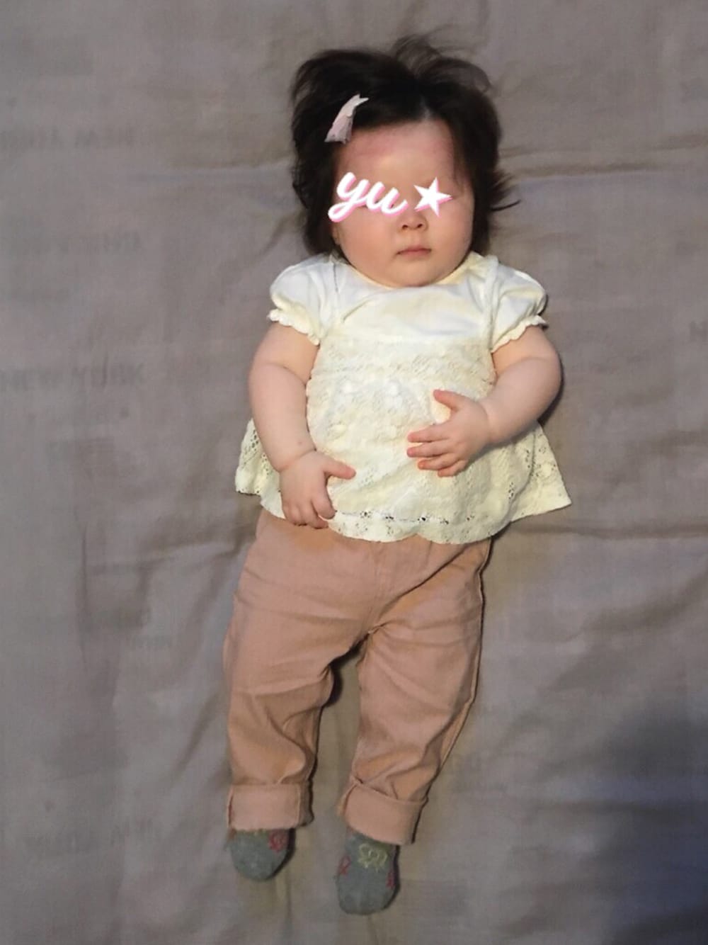 「ベビーコーデ、娘コーデ、プチプラコーデ、西松屋、髪ボサボサ、女の子、赤ちゃん、０歳、7ヶ月、Instagram sty0624」｜「西松屋のアイテム（パンツ、ピンク系）」を使った、おてんばむすめさん（キッズ・60cm）の夏コーディネートの1枚目の写真