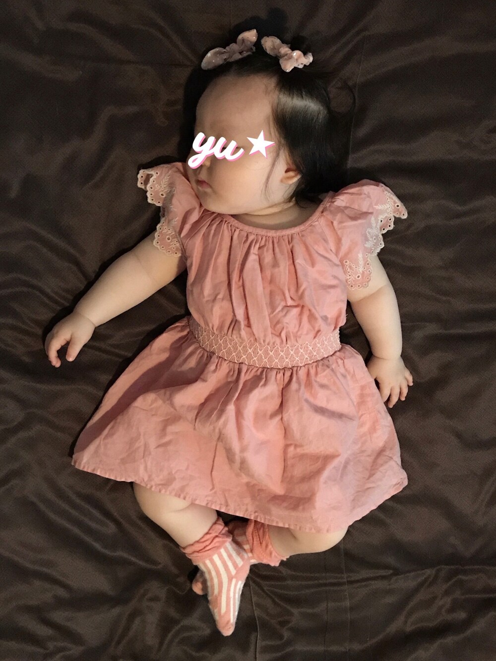 「娘コーデ、ベビーコーデ、シンプル、ピンク、セットアップ、女の子、赤ちゃん、０歳、8ヶ月、Instagram sty0624」｜「babyGAPのアイテム（チュニック、ピンク系）」を使った、おてんばむすめさん（キッズ・70cm）の夏コーディネートの1枚目の写真
