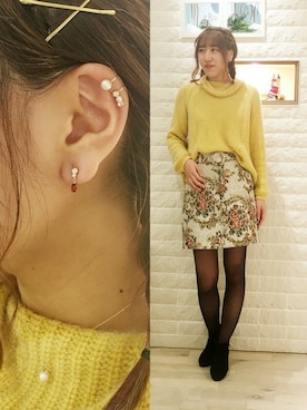 「アイテム（イヤリング（片耳用））」を使った、TAKE-UP_STAFFさん（レディース・158cm）の冬コーディネート