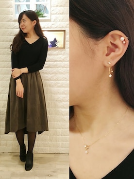 「アイテム（イヤリング（片耳用））」を使った、TAKE-UP_STAFFさん（レディース・158cm）の冬コーディネート