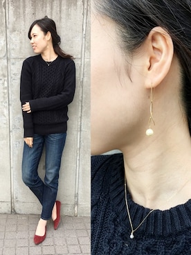 「TAKE-UP（テイクアップ）のアイテム（アクセサリー）」を使った、TAKE-UP_STAFFさん（レディース・158cm）の冬コーディネート