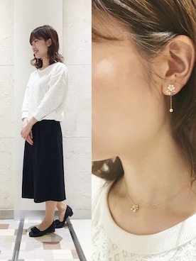 「TAKE-UP（テイクアップ）のアイテム（アクセサリー）」を使った、TAKE-UP_STAFFさん（レディース・158cm）の春コーディネート