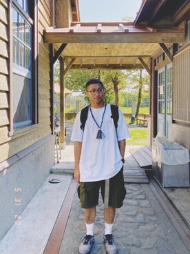 「Mania（マニア）のアイテム」を使った、XIU｜ET BOYさん（メンズ・165cm）の夏コーディネート