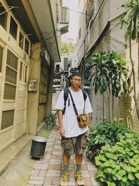 「Mania（マニア）のアイテム」を使った、XIU｜ET BOYさん（メンズ・165cm）の秋コーディネート