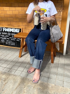 「Levi's（リーバイス）のRIBCAGE ストレート アンクル LUCK OF THE DRAW（デニムパンツ）」を使った、minさん（レディース・158cm）の夏コーディネート