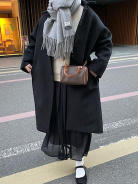 「Libra Cue（リブラ キュー）のアイテム（ステンカラーコート）」を使った、minさん（レディース・158cm）の冬コーディネート