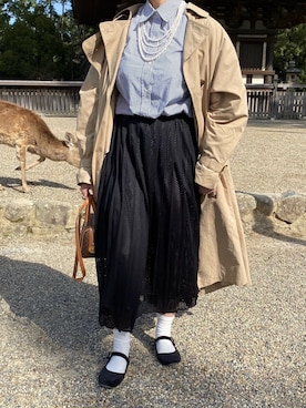 「ADAM ET ROPE'（アダムエロペ）のアイテム（トレンチコート）」を使った、minさん（レディース・158cm）の春コーディネート