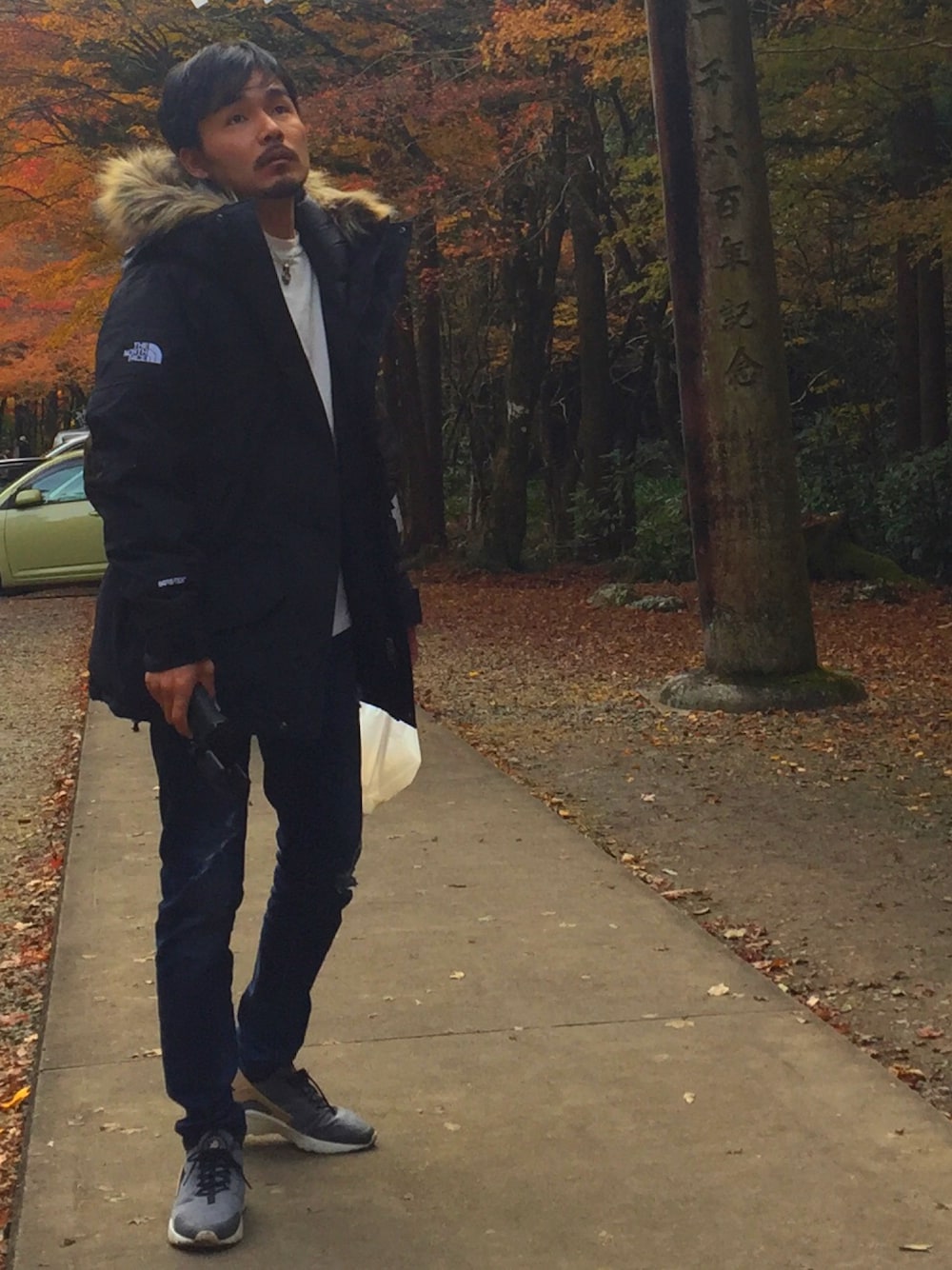 「秋冬、ブラック、ootd、THE NORTH FACE、ANTARCTICA、American Eagle、melple、NIKE、huarache、CASIO」｜「THE NORTH FACEのザ・ノース・フェイス メンズ極地仕様ダウンパーカー / アンタークティカパーカー（ダウンジャケット/コート、ブラック系）」を使った、1buk1さん（メンズ・172cm）の秋コーディネートの1枚目の写真