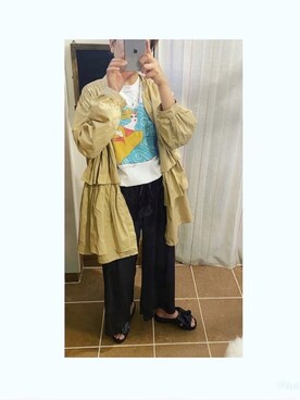 「おうちスタイル」｜「アイテム（シャツワンピース）」を使った、HYOさん（レディース・166cm）の春コーディネート
