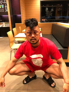 「H&M（エイチ・アンド・エム）のアイテム（サンダル）」を使った、Cokky さん（メンズ・178cm）の夏コーディネート