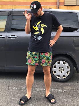 「H&M（エイチ・アンド・エム）のアイテム（サンダル）」を使った、Cokky さん（メンズ・178cm）の夏コーディネート