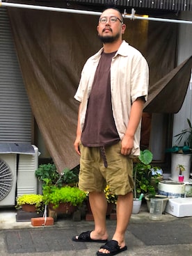 「H&M（エイチ・アンド・エム）のアイテム（サンダル）」を使った、Cokky さん（メンズ・178cm）の夏コーディネート