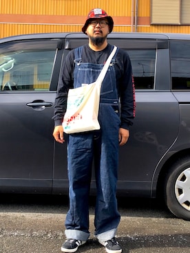 「コッキーと繋がりたい」｜「アイテム（オールインワン・サロペット）」を使った、Cokky さん（メンズ・178cm）の秋コーディネート