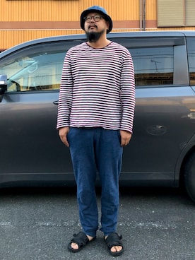 「H&M（エイチ・アンド・エム）のアイテム（サンダル）」を使った、Cokky さん（メンズ・178cm）の秋コーディネート