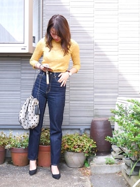 「PICCIN（ピッチン）のアイテム（バッグ）」を使った、田中日菜さん（レディース・161cm）の春コーディネート