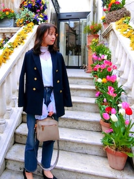 「youtube」｜「アイテム（ジャケット/アウター）」を使った、田中日菜さん（レディース・161cm）の春コーディネート
