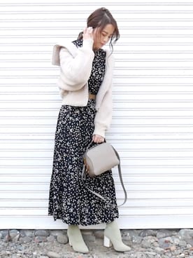 「LUCA/LADY LUCK LUCA（ルカ/レディラックルカ）のアイテム（ワンピース/ドレス）」を使った、田中日菜さん（レディース・161cm）の秋コーディネート