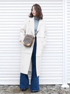 「ROSIEE（ロージー）のアイテム」を使った、田中日菜さん（レディース・161cm）の冬コーディネート