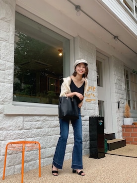 「FRAY I.D（フレイアイディー）のアイテム（帽子）」を使った、田中日菜さん（レディース・161cm）の秋コーディネート