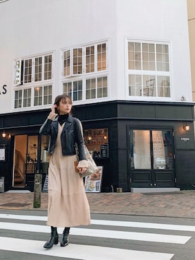 「kaene（カエン）のアイテム（ジャケット/アウター）」を使った、田中日菜さん（レディース・161cm）の秋コーディネート