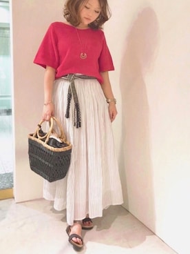 「Casselini（キャセリーニ）のアイテム（かごバッグ）」を使った、Risa.Kさん（レディース・154cm）の春コーディネート