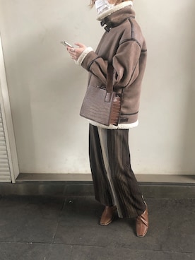 「select MOCA（セレクトモカ）のアイテム（ムートンコート）」を使った、swoさん（レディース・158cm）の冬コーディネート