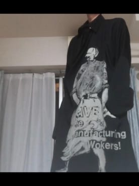 「Yohji Yamamoto（ヨウジヤマモト）のアイテム（ノーカラージャケット）」を使った、ディムノイドさん（メンズ・180cm）の秋コーディネート