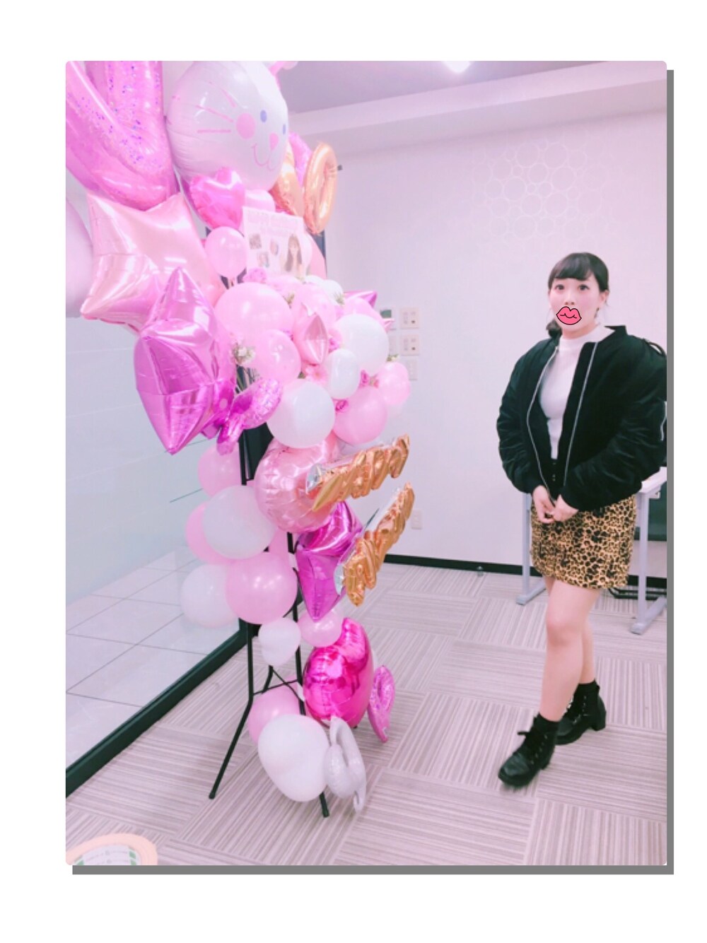 「juetie、レオパード柄、台形ｽｶｰﾄ、大阪、古川優香」｜「jouetieのベロアフードMA-1（MA-1、ブラック系）」を使った、ミキさん（レディース・164cm）の冬コーディネートの1枚目の写真
