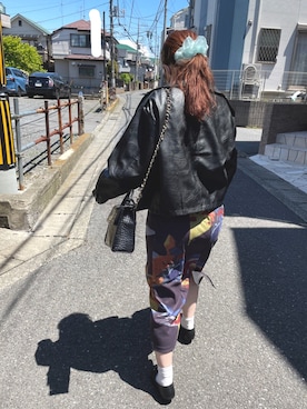 「LVEU.（ラブユ.）のアイテム（ライダースジャケット）」を使った、🌻さん（レディース・152cm）の春コーディネート