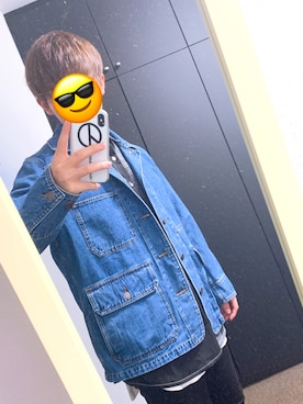 「UNIQLO（ユニクロ）のデニムワークジャケット（ブルゾン、ブルー系）」を使った、Hayatoさん（メンズ・168cm）の春コーディネート
