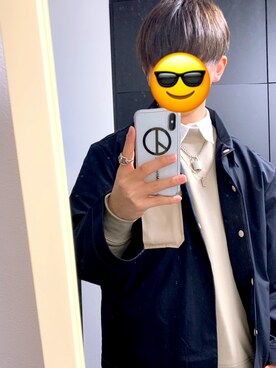 「anown（アノン）のボンバースリーブ コーチシャツジャケット【ファッションインフルエンサー とっしー×anown 限定コラボ】（ブルゾン、ブラック系）」を使った、Hayatoさん（メンズ・168cm）の春コーディネート