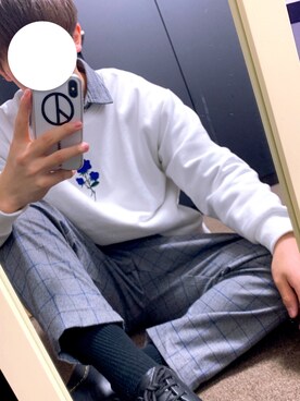 「DOOPZ（ドープス）のDOOPZ チェックイージーパンツ（その他パンツ、グレー系）」を使った、Hayatoさん（メンズ・168cm）の春コーディネート