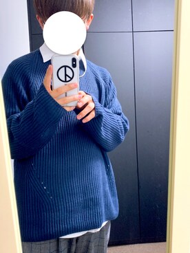 「DOOPZ（ドープス）のDOOPZ　ラグランスリーブニット（ニット/セーター、ブルー系）」を使った、Hayatoさん（メンズ・168cm）の春コーディネート
