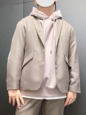 「WYM LIDNM（ウィム バイ リドム）の【WYM LIDNM】RELAX WOOL LIKE PE SET-UP（テーラードジャケット、ベージュ系）」を使った、Hayatoさん（メンズ・168cm）の秋コーディネート