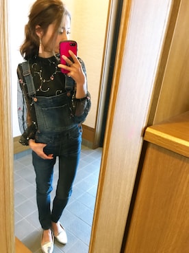「花柄トップス」｜「アイテム（オールインワン・サロペット）」を使った、ちぃさん（レディース・150cm）の夏コーディネート
