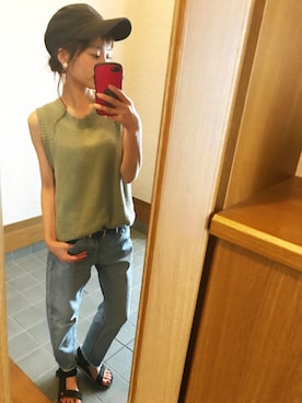 「ノースリーブニット」｜「アイテム（キャップ）」を使った、ちぃさん（レディース・150cm）の夏コーディネート
