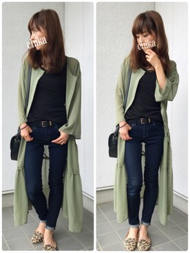 「レースタンク」｜「アイテム（その他）」を使った、ちぃさん（レディース・150cm）の秋コーディネート