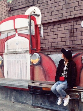 「present（プレゼント）のアイテム（キャップ）」を使った、ちぃさん（レディース・150cm）の秋コーディネート