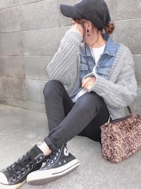 「present（プレゼント）のアイテム（キャップ）」を使った、ちぃさん（レディース・150cm）の冬コーディネート