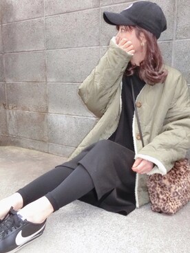 「present（プレゼント）のアイテム（キャップ）」を使った、ちぃさん（レディース・150cm）の冬コーディネート