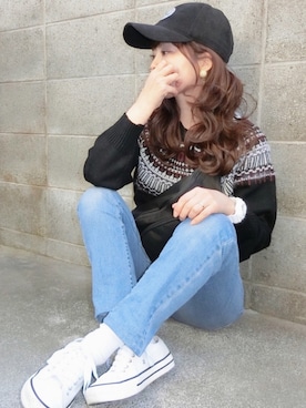 「present（プレゼント）のアイテム（キャップ）」を使った、ちぃさん（レディース・150cm）の冬コーディネート