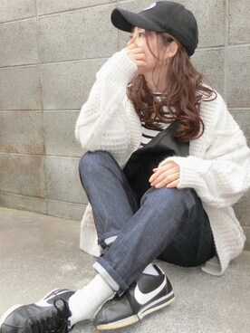 「present（プレゼント）のアイテム（キャップ）」を使った、ちぃさん（レディース・150cm）の冬コーディネート