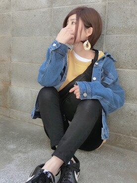 「rps（アールピーエス）のアイテム（デニムジャケット）」を使った、ちぃさん（レディース・150cm）の春コーディネート