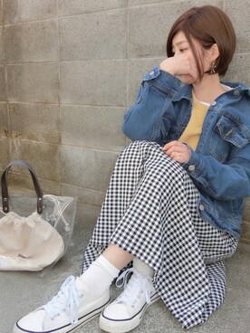 「rps（アールピーエス）のアイテム（デニムジャケット）」を使った、ちぃさん（レディース・150cm）の春コーディネート